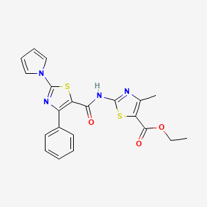 molecular formula C21H18N4O3S2 B11014921 ethyl 4-methyl-2-({[4-phenyl-2-(1H-pyrrol-1-yl)-1,3-thiazol-5-yl]carbonyl}amino)-1,3-thiazole-5-carboxylate 