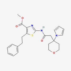 methyl 5-(2-phenylethyl)-2-({[4-(1H-pyrrol-1-yl)tetrahydro-2H-pyran-4-yl]acetyl}amino)-1,3-thiazole-4-carboxylate