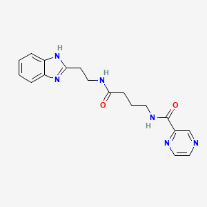 molecular formula C18H20N6O2 B11014940 N-(4-{[2-(1H-benzimidazol-2-yl)ethyl]amino}-4-oxobutyl)pyrazine-2-carboxamide 