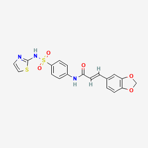 molecular formula C19H15N3O5S2 B11014972 (2E)-3-(1,3-benzodioxol-5-yl)-N-[4-(1,3-thiazol-2-ylsulfamoyl)phenyl]prop-2-enamide 