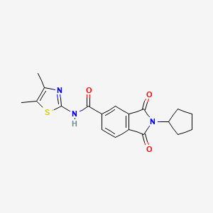 molecular formula C19H19N3O3S B11015035 2-cyclopentyl-N-[(2E)-4,5-dimethyl-1,3-thiazol-2(3H)-ylidene]-1,3-dioxo-2,3-dihydro-1H-isoindole-5-carboxamide 