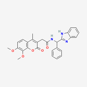 molecular formula C28H25N3O5 B11015037 N-[1H-benzimidazol-2-yl(phenyl)methyl]-2-(7,8-dimethoxy-4-methyl-2-oxo-2H-chromen-3-yl)acetamide 