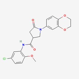 molecular formula C20H19ClN2O5 B11015051 N-(5-chloro-2-methoxyphenyl)-1-(2,3-dihydro-1,4-benzodioxin-6-yl)-5-oxopyrrolidine-3-carboxamide 