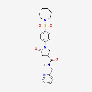 molecular formula C23H28N4O4S B11015052 1-[4-(azepan-1-ylsulfonyl)phenyl]-5-oxo-N-(pyridin-2-ylmethyl)pyrrolidine-3-carboxamide 