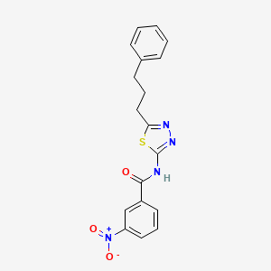 molecular formula C18H16N4O3S B11015076 3-nitro-N-[5-(3-phenylpropyl)-1,3,4-thiadiazol-2-yl]benzamide 