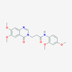 molecular formula C21H23N3O6 B11015109 3-(6,7-dimethoxy-4-oxoquinazolin-3(4H)-yl)-N-(2,4-dimethoxyphenyl)propanamide 