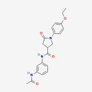 molecular formula C21H23N3O4 B11015129 N-[3-(acetylamino)phenyl]-1-(4-ethoxyphenyl)-5-oxopyrrolidine-3-carboxamide 