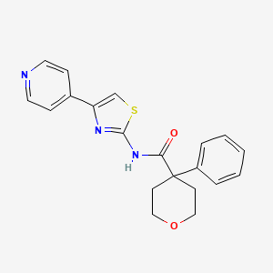 molecular formula C20H19N3O2S B11015151 4-phenyl-N-[(2E)-4-(pyridin-4-yl)-1,3-thiazol-2(3H)-ylidene]tetrahydro-2H-pyran-4-carboxamide 