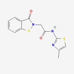 molecular formula C13H11N3O2S2 B11015163 N-[(2Z)-4-methyl-1,3-thiazol-2(3H)-ylidene]-2-(3-oxo-1,2-benzothiazol-2(3H)-yl)acetamide 