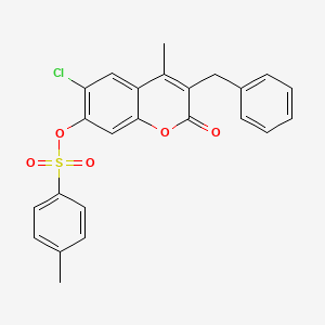 molecular formula C24H19ClO5S B11015186 3-benzyl-6-chloro-4-methyl-2-oxo-2H-chromen-7-yl 4-methylbenzenesulfonate 