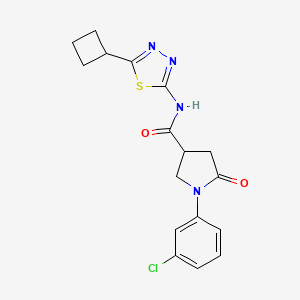 molecular formula C17H17ClN4O2S B11015220 1-(3-chlorophenyl)-N-(5-cyclobutyl-1,3,4-thiadiazol-2-yl)-5-oxopyrrolidine-3-carboxamide 