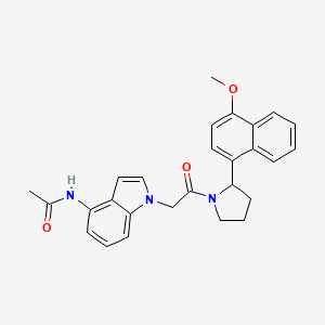 molecular formula C27H27N3O3 B11015255 N-(1-{2-[2-(4-methoxynaphthalen-1-yl)pyrrolidin-1-yl]-2-oxoethyl}-1H-indol-4-yl)acetamide 