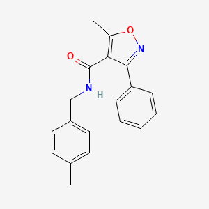 molecular formula C19H18N2O2 B11015264 5-methyl-N-[(4-methylphenyl)methyl]-3-phenyl-1,2-oxazole-4-carboxamide 