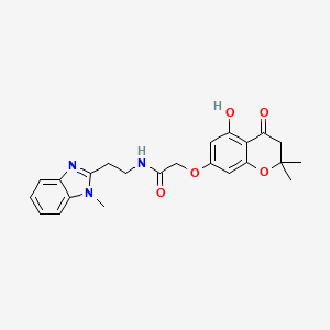 molecular formula C23H25N3O5 B11015290 2-[(5-hydroxy-2,2-dimethyl-4-oxo-3,4-dihydro-2H-chromen-7-yl)oxy]-N-[2-(1-methyl-1H-benzimidazol-2-yl)ethyl]acetamide 