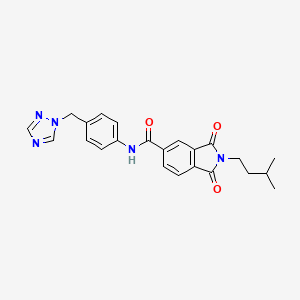 molecular formula C23H23N5O3 B11015294 2-(3-methylbutyl)-1,3-dioxo-N-[4-(1H-1,2,4-triazol-1-ylmethyl)phenyl]-2,3-dihydro-1H-isoindole-5-carboxamide 