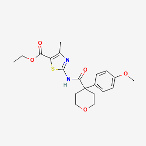 molecular formula C20H24N2O5S B11015374 ethyl 2-({[4-(4-methoxyphenyl)tetrahydro-2H-pyran-4-yl]carbonyl}amino)-4-methyl-1,3-thiazole-5-carboxylate 