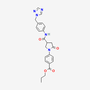 propyl 4-(2-oxo-4-{[4-(1H-1,2,4-triazol-1-ylmethyl)phenyl]carbamoyl}pyrrolidin-1-yl)benzoate