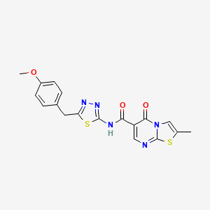 molecular formula C18H15N5O3S2 B11015410 N-[5-(4-methoxybenzyl)-1,3,4-thiadiazol-2-yl]-2-methyl-5-oxo-5H-[1,3]thiazolo[3,2-a]pyrimidine-6-carboxamide 