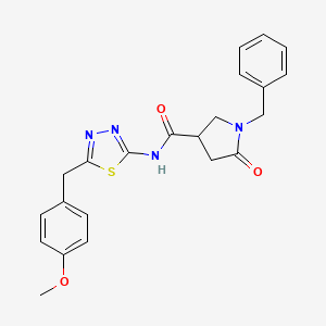 1-benzyl-N-[(2E)-5-(4-methoxybenzyl)-1,3,4-thiadiazol-2(3H)-ylidene]-5-oxopyrrolidine-3-carboxamide