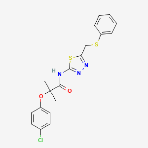 2-(4-chlorophenoxy)-2-methyl-N-{5-[(phenylsulfanyl)methyl]-1,3,4-thiadiazol-2-yl}propanamide