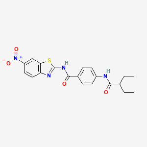 molecular formula C20H20N4O4S B11015545 4-[(2-ethylbutanoyl)amino]-N-(6-nitro-1,3-benzothiazol-2-yl)benzamide 