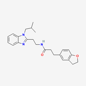 molecular formula C24H29N3O2 B11015572 3-(2,3-dihydro-1-benzofuran-5-yl)-N-{2-[1-(2-methylpropyl)-1H-benzimidazol-2-yl]ethyl}propanamide 