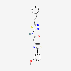 molecular formula C22H20N4O2S2 B11015595 2-[2-(3-methoxyphenyl)-1,3-thiazol-4-yl]-N-[(2Z)-5-(2-phenylethyl)-1,3,4-thiadiazol-2(3H)-ylidene]acetamide 