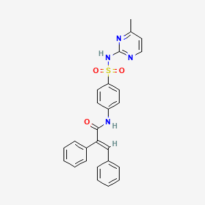 molecular formula C26H22N4O3S B11015600 (2E)-N-{4-[(4-methylpyrimidin-2-yl)sulfamoyl]phenyl}-2,3-diphenylprop-2-enamide 