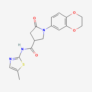 molecular formula C17H17N3O4S B11015604 1-(2,3-dihydro-1,4-benzodioxin-6-yl)-N-(5-methyl-1,3-thiazol-2-yl)-5-oxopyrrolidine-3-carboxamide CAS No. 741733-98-2