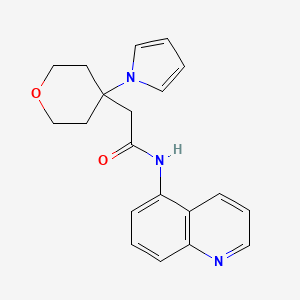 molecular formula C20H21N3O2 B11015683 2-[4-(1H-pyrrol-1-yl)tetrahydro-2H-pyran-4-yl]-N-(quinolin-5-yl)acetamide 