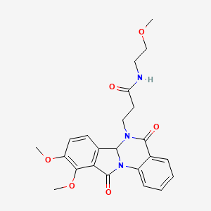 3-(9,10-dimethoxy-5,11-dioxo-6a,11-dihydroisoindolo[2,1-a]quinazolin-6(5H)-yl)-N-(2-methoxyethyl)propanamide