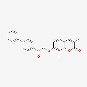 molecular formula C26H22O4 B11015709 7-[2-(biphenyl-4-yl)-2-oxoethoxy]-3,4,8-trimethyl-2H-chromen-2-one 