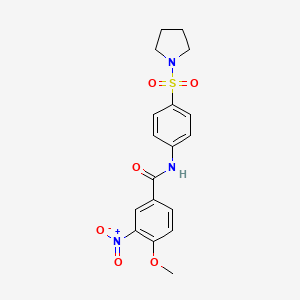 molecular formula C18H19N3O6S B11015720 4-methoxy-3-nitro-N-[4-(pyrrolidin-1-ylsulfonyl)phenyl]benzamide 