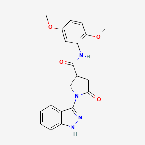 molecular formula C20H20N4O4 B11015755 N-(2,5-dimethoxyphenyl)-1-(1H-indazol-3-yl)-5-oxopyrrolidine-3-carboxamide 