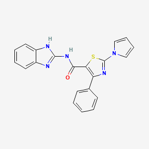 molecular formula C21H15N5OS B11015769 N-(1H-benzo[d]imidazol-2-yl)-4-phenyl-2-(1H-pyrrol-1-yl)thiazole-5-carboxamide 