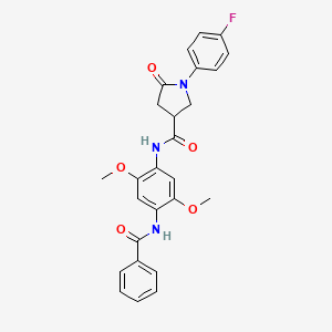 molecular formula C26H24FN3O5 B11015793 N-{2,5-dimethoxy-4-[(phenylcarbonyl)amino]phenyl}-1-(4-fluorophenyl)-5-oxopyrrolidine-3-carboxamide 