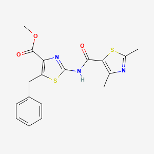 molecular formula C18H17N3O3S2 B11015800 Methyl 5-benzyl-2-{[(2,4-dimethyl-1,3-thiazol-5-yl)carbonyl]amino}-1,3-thiazole-4-carboxylate 