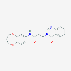 molecular formula C20H19N3O4 B11015827 N-(3,4-dihydro-2H-1,5-benzodioxepin-7-yl)-3-(4-oxoquinazolin-3(4H)-yl)propanamide 