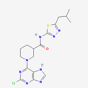 1-(2-chloro-9H-purin-6-yl)-N-[(2E)-5-(2-methylpropyl)-1,3,4-thiadiazol-2(3H)-ylidene]piperidine-3-carboxamide