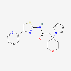 molecular formula C19H20N4O2S B11015867 N-[4-(pyridin-2-yl)-1,3-thiazol-2-yl]-2-[4-(1H-pyrrol-1-yl)tetrahydro-2H-pyran-4-yl]acetamide 