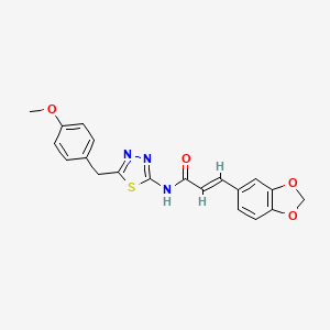 (2E)-3-(1,3-benzodioxol-5-yl)-N-[5-(4-methoxybenzyl)-1,3,4-thiadiazol-2-yl]prop-2-enamide