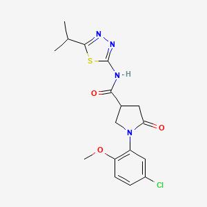 molecular formula C17H19ClN4O3S B11015948 1-(5-chloro-2-methoxyphenyl)-5-oxo-N-[(2E)-5-(propan-2-yl)-1,3,4-thiadiazol-2(3H)-ylidene]pyrrolidine-3-carboxamide 