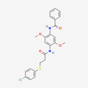 molecular formula C24H23ClN2O4S B11016001 N-[4-({3-[(4-chlorophenyl)sulfanyl]propanoyl}amino)-2,5-dimethoxyphenyl]benzamide 