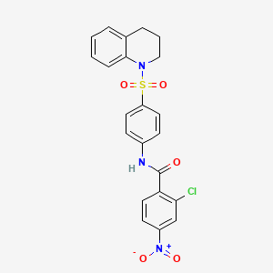 molecular formula C22H18ClN3O5S B11016013 2-chloro-N-[4-(3,4-dihydroquinolin-1(2H)-ylsulfonyl)phenyl]-4-nitrobenzamide 