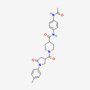 N-[4-(acetylamino)phenyl]-1-{[1-(4-methylphenyl)-5-oxopyrrolidin-3-yl]carbonyl}piperidine-4-carboxamide