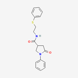 molecular formula C19H20N2O2S B11016071 5-oxo-1-phenyl-N-[2-(phenylsulfanyl)ethyl]pyrrolidine-3-carboxamide 