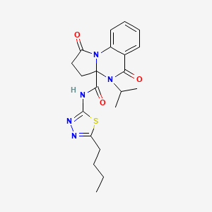 molecular formula C21H25N5O3S B11016084 N-[(2Z)-5-butyl-1,3,4-thiadiazol-2(3H)-ylidene]-1,5-dioxo-4-(propan-2-yl)-2,3,4,5-tetrahydropyrrolo[1,2-a]quinazoline-3a(1H)-carboxamide 