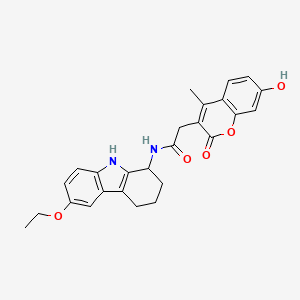 molecular formula C26H26N2O5 B11016158 N-(6-ethoxy-2,3,4,9-tetrahydro-1H-carbazol-1-yl)-2-(7-hydroxy-4-methyl-2-oxo-2H-chromen-3-yl)acetamide 