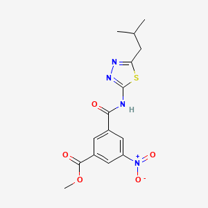 molecular formula C15H16N4O5S B11016167 Methyl 3-{[5-(2-methylpropyl)-1,3,4-thiadiazol-2-yl]carbamoyl}-5-nitrobenzoate 