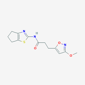 molecular formula C13H15N3O3S B11016203 N-(5,6-dihydro-4H-cyclopenta[d]thiazol-2-yl)-3-(3-methoxyisoxazol-5-yl)propanamide 